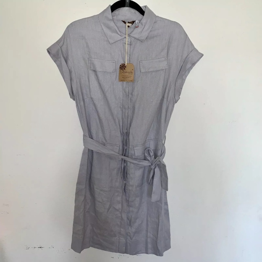 La Naturelle Linen Minimalist Shirt Dress